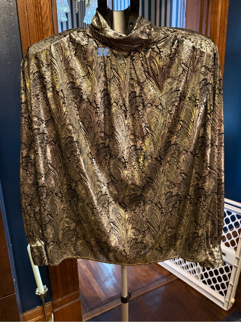 Vintage metallic gold and black blouse